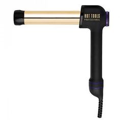 Hot Tools Professional 1-1/4” CurlBar Model: HTCURL1110 24k Gold Innovative Ergonomic Design Easier Curling with Less Strain - Helps prevent shoulder, elbow and wrist strain!  Professional Features: Rotating dial controls temperature and timer settings Heats up to 450F Built-in Curl Timer with vibrating notification Universal Dual Voltage - Great for Travel 2 hour Auto Shut-off Soft Touch Handle provides comfortable grip Separate On/Off button Glowing Light ring flashes while heat... Good Curling Irons, Curling Iron Hairstyles, Heat Resistant Gloves, Long Lasting Curls, Professional Hairstylist, Defined Curls, Beachy Waves, Hot Tools, Types Of Curls