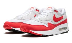 Nike Air Max 1 '86 Big Bubble Color: WHITE/UNIVERSITY RED-NEUTRAL GREY-BLACK Style: DO9844 100 *These are listed as Men's sizing. Please add 1.5 to convert to Women's. Air Max 1 Og, Big Bubble, Air Max Day, Big Bubbles, Baskets Nike, Exclusive Sneakers, Nike Dunk High, Nike Air Max 1, Nike Shox