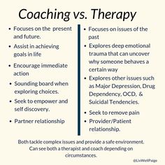 the words coaching vs therapy are written in two different languages, with one being an individual and