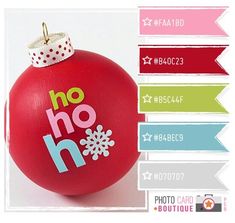 a red ornament with the words ho ho on it