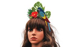 Parrot Headband, Festival Crown, Valentines Headband, Parrot Head, Heart Headband, Floral Hair Pieces, Fiesta Tropical, Star Headband, Halloween Headband