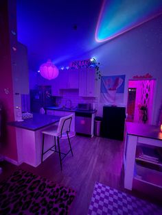 colorful apartment, neon apartment, led apartment, apartment goals, aesthetic apartment, pink apartment, colorful home decor, aesthetic home, dopamine decor, led lights, cplorful lights, colorful home Apartment Led Aesthetic, Neon House Decor, Loft Apartment Girly, Led Light House Aesthetic, Neon Living Room Ideas, Apartment Aesthetic Y2k, Aesthetic House Interiors Colorful, Vibey House, Apartment Aesthetic Led