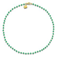 Mesmerizing 4mm bead-cut natural green onyx gemstones shimmer elegantly around the length of this chic women's necklace. 10K Yellow Gold Bead-cut natural green onyx The 18-inch chain secures in place with a lobster clasp Create your own unique curation as you build your Charm'd by Lulu Frost collection. Exclusively at Jared®. Elegant Green Onyx Beaded Necklaces, Gift Emerald Necklace With Faceted Green Onyx Beads, Emerald Necklace With Faceted Beads For Gift, Emerald Necklace With Faceted Green Onyx Beads As Gift, Gold Emerald Necklace With Green Onyx Round Beads, Elegant Green Onyx Bead Necklaces, Green Onyx Necklace With Faceted Beads, Green Onyx Emerald Necklace With Faceted Beads, Green Emerald Necklace With Faceted Green Onyx Beads