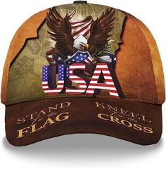 Stand For Flag Kneel For Cross Classic Hat All Over Print Baseball Cap, God Baseball Cap, Christian Cap, Christian Hat - stylish and versatile baseball cap, the perfect accessory to elevate your look. Crafted with both fashion and function in mind, our baseball cap combines bold design with comfortable wearability. Made from high-quality materials, it offers durability and reliability for all your outdoor activities. Whether you're hitting the streets or enjoying a day in the sun, our baseball cap is the perfect choice to complete your outfit with flair. Product Details: - Design: Our custom all-over print baseball cap adds a bold and stylish touch to any outfit, featuring vibrant prints for a unique look. - Construction: Structured with a 5-panel mid-profile design, it offers a seamless f Brown Cap For Sports Events, Patriotic Adjustable Baseball Cap For Outdoor, Patriotic Baseball Cap For Outdoor, Patriotic Outdoor Baseball Cap, Patriotic Adjustable Trucker Hat Baseball Cap, Patriotic Adjustable Baseball Cap, Adjustable Patriotic Baseball Cap, Patriotic Baseball Cap, One Size Fits Most, Patriotic Flat Bill Baseball Cap One Size