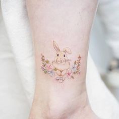 Bunny tattoo on the ankle. Herb Tattoo, Tattoo On Ankle, Nose Tattoo, Plumeria Tattoo, Community Tattoo, Tattoo Samples