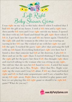 a baby shower game with flowers and butterflies on it's back cover for the left right