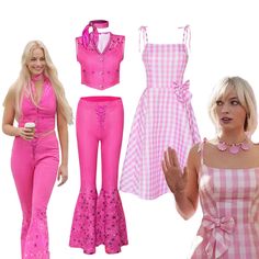 Pink Barbie Costume, Pink Outfit Set, Pink Dress Women, Barbie Halloween, Barbie Sets, Top Rosa, Pink Costume, Barbie Costume, Pink Barbie