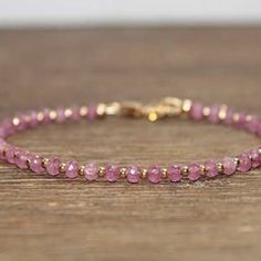 Pink Sapphire Bracelet Pink Sapphire Jewelry September - Etsy South Korea Pink Faceted Rondelle Beaded Bracelets, Pink Faceted Rondelle Beads Bracelet, Pink Rondelle Bracelets With Faceted Beads, Pink Rondelle Bracelet With Faceted Beads, Dainty Pink Bracelets With Faceted Beads, Dainty Pink Beaded Bracelets With Gemstone Beads, Pink Sapphire Jewelry, Sapphire Bracelet, September Birthstone