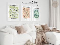 Flower Market Print Set with Flower Market Poster Florence Rome and Venice, Aesthetic Flower Market Poster Bundle, Set of 3 Trendy Wall Art, Colorful Gallery Wall Art Set for Apartment Decor & Above Bed Wall Decor or Housewarming Gift Wall Decor Apartment, Italy Poster