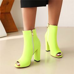 Shop Neon Lime Green Peep Toe Heeled Ankle Boots Chunky High Heels color Green for Anniversary, Dancing Club, Going out, Night Club, Party, Red Carpet with worldwide Free shipping & Free return. Trendy Summer Ankle Heeled Boots, Summer Party Ankle Heeled Boots, Spring Block Heel Boots For Night Out, Green High Heeled Boots For Spring, Spring Green High Heeled Boots, Spring Green High-heeled Boots, Spring Party Heeled Boots With Stacked Heel, Spring Party Open Toe Heeled Boots, Green Block Heel Boots For Spring