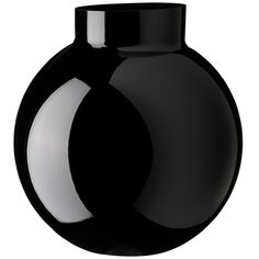 a black vase is shown on a white background