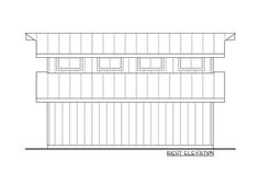 a drawing of the side of a building with three windows and two balconies