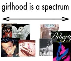 there are many different pictures with the words girlhood is a spectrum on them