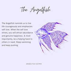 an angelfish poem written in purple ink