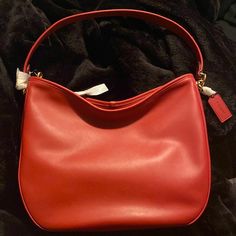 Brand New- Never Used. Purchased Directly From Coach. Please See Pic For Missing Metal On Crossbody Strap. Designer Coach Hobo Bag, Luxury Coach Hobo Bag For Shopping, Coach Hobo Bag With Gold-tone Hardware For Shopping, Coach Top Handle Hobo Bag For Shopping, Red Bucket Hobo Bag, Red Hobo Bag With Top Handle For Everyday, Red Rectangular Hobo Bag For Evening, Red Bucket Hobo Bag For Errands, Red Top Handle Hobo Bag For Everyday