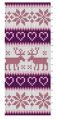 a cross stitch pattern in pink and purple