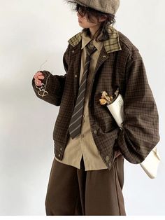 Oversize Japanese Fashion, Male Outfits Autumn, Cool Jackets Aesthetic, Japanese Coat Fashion, Mori Kei Fashion Men, How To Style Cropped Jacket, Male Autumn Outfit, Cottagecore Clothes Male, Shirt Layering Outfit Men