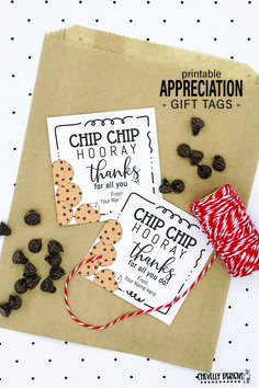 printable appreciation gift tags on brown paper with red and white twine