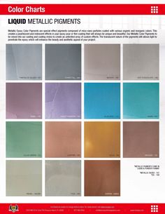 the color chart for liquid metallic pigments