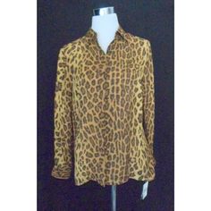 Lauren Ralph Lauren Leopard Print Silk Blouse M Leopard Print Silk Blouse Is Done In Various Shades Of Brown. Blouse Is Collared And Buttons Down The Front. The Long Sleeves Have 2 Buttons On The Cuffs To Adjust The Fit. Blouse Has A Straight Bottom With Slits On The Sides. New With Tags With Extra Buttons. Please Compare The Measurements To Something You Already Own That Fits You Well. Marked Size Medium Bust 44 Waist 40 Hips 42 Sleeves Measure From Shoulder 25 Shoulder To Shoulder 16 Length 26 Fitted Brown Shirt, Gold Fitted Casual Blouse, Classic Yellow Blouse, Linen Shorts Women, Safari Shirt, Cotton Plaid Shirt, Polo Women, Brown Blouse, Printed Silk Blouses