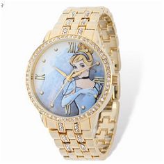 Ladies Disney Cinderella Gold-tone Bracelet Watch Colorful Watches, Disney Belle, Bezel Jewelry, Disney Watches, Disney Princess Cinderella, Multicolor Jewelry, Africa Dress, Rhinestone Watches, Disney Cinderella