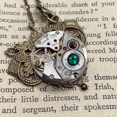 Poppy, Romantic Elegant Watch Movement Necklace - The Victorian Magpie Moon Goddess Necklace, Brass Frames, Elegant Watch, Steampunk Watch, Steam Punk Jewelry, Goddess Necklace, Steampunk Necklace, Bird Pendant, Punk Jewelry