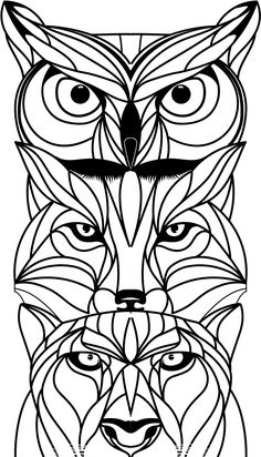 the face of a fox with eyes drawn in black and white