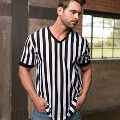 Top Seller for Official Professional Wrestling Referee, USA Striped Shirt. , Mens Shirts Fitted Sports Fan Tops For Sports Events, Striped Tops For Sports Events With Team Spirit, Fitted Tops For Sports Fans, Fitted Tops For Sports Events, Striped Team Name Top For Sports Events, Striped Tops With Team Name For Sports Events, Striped Sports Top With Team Name, Casual Striped Tops For Sports Events, Black V-neck Tops For Sports Events