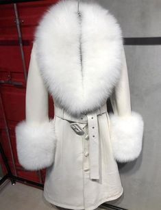 Faux Fur Genuine Leather Coat In White – ZCRAVE Aesthetic Outfits Plus Size, White Fits, Leather Coat Womens, Embellished Jacket, Sheepskin Coat, Y2k Aesthetic Outfits, Winter Cold, Wool Blend Jacket, Leather Trench Coat