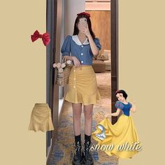 Snow White Outfits, Disneybound Outfits, Skirt Two Piece, Character Inspired Outfits, White Short Sleeve Tops, Disney Bound Outfits, Fishtail Skirt