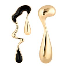 PRICES MAY VARY. MISMATCHED DESING These mismatched liquid earrings are big, bold, and gorgeous. They are 18k gold plated with an enamel coating which makes them very durable as well as eye-catchin EASY TO MATCH They are super easy to match with other jewelry but are dashing enough on their own, too. MODERN DESIGN The gold plating elicits a modern look while still being ornate. These elegant earrings are a modern classic that will never fade and make a bold statement while allowing everyday wear Medium Statement Earrings, Very Large Earrings, Luxury Statement Earrings, Art Jewelry Contemporary Gold, A Symmetrical Earrings, Tracee Ellis Ross Bamboo Earrings, Long Drop Earrings 1stdibs, Gold Jewelry With Black Dress, Gigantic Earrings