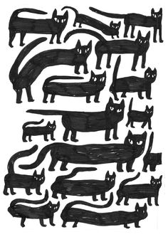 an image of black cats on white paper