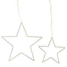 two white stars hanging from a string