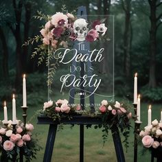 Til Death Watercolor Skeleton Rose Gothic Wedding Acrylic Sign | Zazzle Romantic Gothic Wedding Decor, Halloween Wedding Signs, Victorian Gothic Wedding Decorations, Black And Pink Wedding Theme, Gothic Wedding Arch, Goth Wedding Decorations, Dark Boho Wedding, Black White Pink Wedding, Gothic Fall Wedding