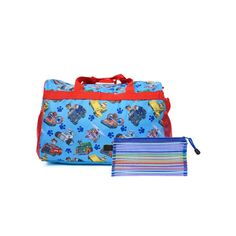 Set Includes: (1) Paw Patrol Duffel Bag 16" Carry-On Chase Marshall Skye Polyester Boys Girls & (1) Zipper Mesh Travel Toiletry Cosmetics Travel Accessories Pouch Duffel Bag Featuring An All-Over Print Of Chase, Marshall, Rubble, Rocky, And Skye Driving Around Their Cars. Background Has Paw Prints. Main Compartment With Zippered Closure. Includes A 2 Mesh Pocket On Each Side Of The Bag For Water Bottles And Other Misc. Items. Can Be Used As A Carry-On, A Sports Bag Or Use For Kids Change Of Clot Blue Rectangular Travel Bag For School, Rectangular Blue Travel Bag For School, Blue Rectangular School Travel Bag, Blue Duffle Bag With Zipper Pocket For Daily Use, School Duffle Bag With Zipper Closure, Blue Rectangular Travel Bag With Zipper Pocket, Casual Blue Bags, Playful Blue Travel Bag, Blue Travel Pencil Case With Zipper Pocket