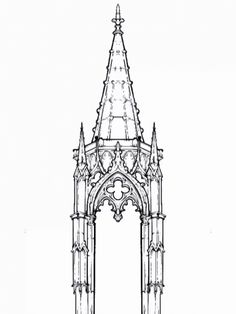 an architectural drawing of a gothic tower