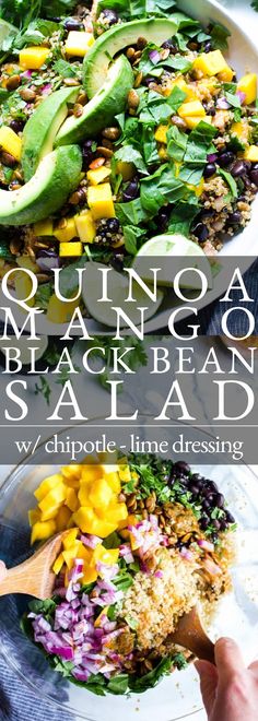 a salad with mango and black bean in it