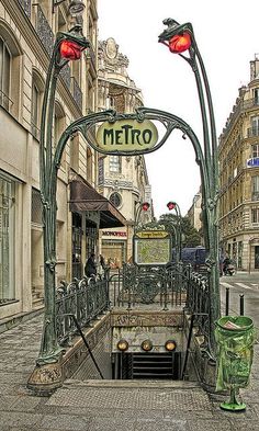 the entrance to metro station in paris, france