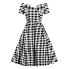 Off The Shoulder Short Sleeve Plaid Print Zipper A-line Women Vintage Dress - White - 5J51690112 - Women's Clothing, Dresses  #Dresses #Women's #Clothing # #Dresses Vestidos Retro, White Vintage Dress, Robes Vintage, Retro Vintage Dresses, Cocktail Dress Vintage, Vestido Plus Size, Neckline Dress, Vestidos Vintage, 50s Dresses