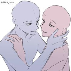 an image of two people hugging each other with their faces close to one another's chest