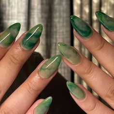 Trendy Almond Nails Jade Nails, Back To School Nails, Green Nail Designs, Nails Green, Green Nail Polish, Green Nail, Vibrant Nails, School Nails