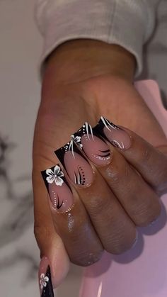 Black And White Nail, Lipstick Nails, Hard Nails, Casual Nails