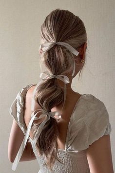 Teacher Hairstyles, Easy Updo Hairstyles, Bow Hairstyle, Trendy Hairstyle, Ribbon Hairstyle, Hair Stylies, Work Hairstyles, Formal Hairstyles, Aesthetic Hair