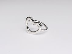 Silver Heart Ring For Valentine's Day, Modern Sterling Silver Heart Ring, Valentine's Day Silver Heart Ring, Modern Heart Ring For Valentine's Day Gift, Modern Heart-shaped Rings For Valentine's Day, Minimalist Silver Heart-shaped Ring, Silver Open Ring With Heart Charm, Modern Silver Heart Rings, Modern Heart-shaped Silver Rings