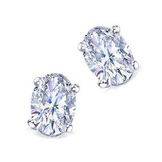 pair of round cut diamond stud earrings in 18k white gold with screw back setting