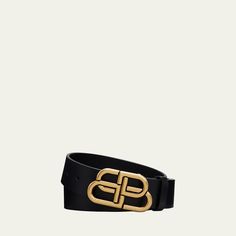 Balenciaga belt in smooth calf leather Gold-tone BB buckle Approx. width: 1.4" Made in Italy Designer Belts With Buckle Closure For Business, Luxury Business Belts With Buckle Closure, Designer Rectangular Buckle Belt For Business, Classic Belts With Tang Buckle, Luxury Business Belts With Tang Buckle, Classic Tang Buckle Belt Buckles For Formal Wear, Modern Formal Belts With Tang Buckle, Classic Belts With Tang And Rectangular Buckle, Classic Formal Belt With Tang Buckle