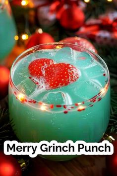 a merry grinch punch is sitting on the table