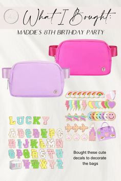 an advertisement for what i bought made't birthday party with pink and purple items