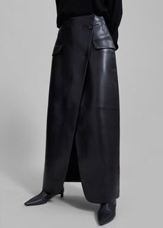 Nan Long Faux Leather Cross Skirt - Black – The Frankie Shop Cross Skirt, Pu Leather Skirt, Denim Suit, Skirt Suits, The Frankie Shop, Frankie Shop, Paris Woman, Faux Leather Fabric, Leather Cross