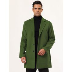 With concise lines, the lapel design, and the button closure, this coat is stylish and generous, showing the elegant charm of men. Put on this simple and fashionable coat to enhance your elegant image, which is a good choice for your wardrobe. Pair this with solid pants to build your smart look. Suitable for autumn and winter, daily and special occasions, such as weddings, parties, business meetings, leisure, travel, etc. Classic Solid Color Blazer For Business Casual, Green Single Breasted Outerwear With Lapel Collar, Classic Solid Color Notch Lapel Blazer, Business Long Coat Solid Color, Business Long Coat In Solid Color, Solid Color Long Coat For Business, Green Outerwear With Single Button And Suit Collar, Classic Business Blazer In Solid Color, Classic Solid Color Outerwear For Business